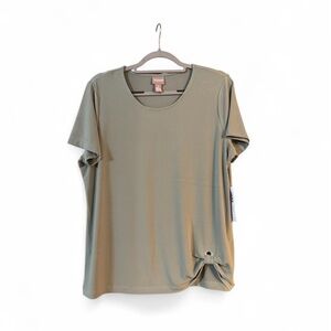 Chico's Sage Green Short Sleeve Top with Ring Detail